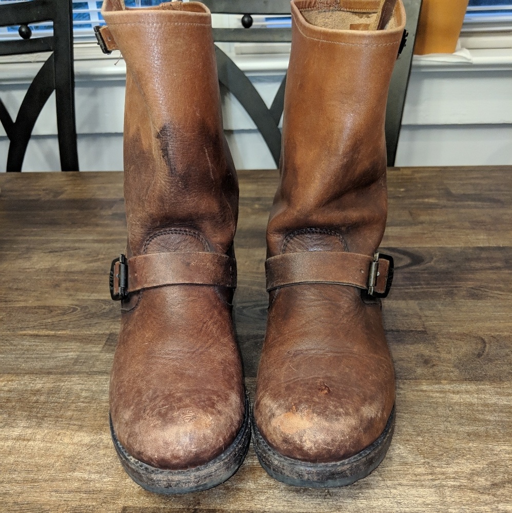 Frye Distressed Leather Harness Boots